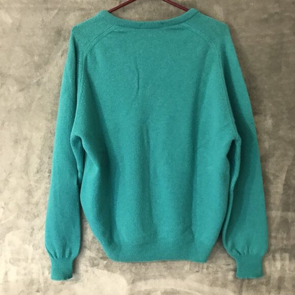 Glenmuir Sweater Mens Extra Large 46 Teal V Neck Lambswool Made in Scotland - Picture 5 of 13
